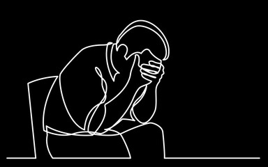 Wall Mural - continuous line drawing vector illustration with fully editable stroke of mental health awareness de