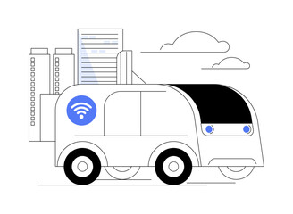 Wall Mural - 5G autonomous vehicles abstract concept vector illustration.