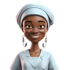 Poster - 3D Render of an african woman with a headscarf