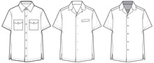 Men's Short Sleeve Hawaiian Resort Shirt Flat Sketch Illustration, Cuban Collar Mens Aloha Shirt For Safari Casual Wear Fashion Illustration Template Mock Up