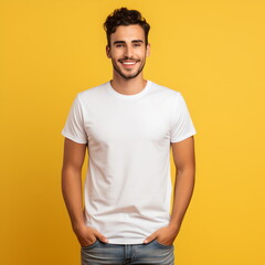 Wall Mural - guy in basic white t-shirt