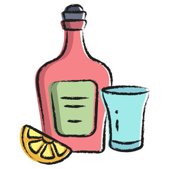 Poster - Hand drawn Tequila drinks icon