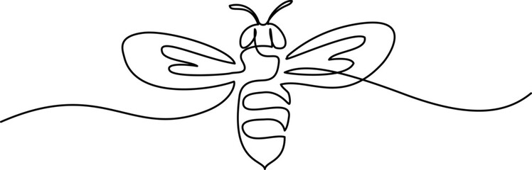 Wall Mural - decorative bee for farm logo identity. continuous one line drawing