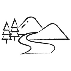 Sticker - Hand drawn mountain and river icon