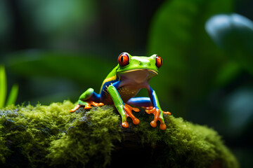 Wall Mural - Red-Eyed Tree Frog in a Remote Central American Rainforest 