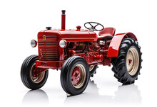 Red Tractor Isolated On White