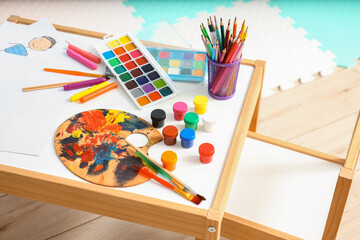 Poster - Table with art supplies in children's room