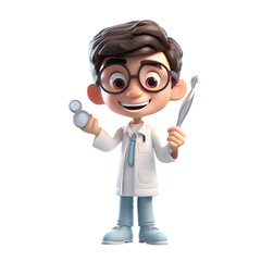 Wall Mural - 3d illustration of a cartoon character dentist with a stethoscope