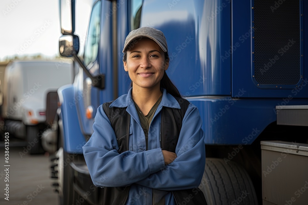A smiling female truck driver. Stock Photo | Adobe Stock