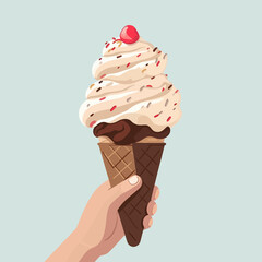 Wall Mural - Scoop of ice cream vector flat minimalistic isolated illustration