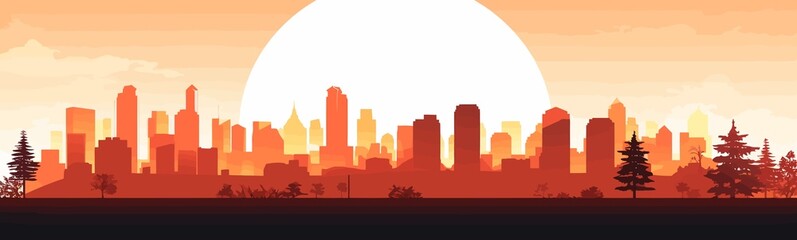 Wall Mural - sunset city vector flat minimalistic isolated illustration