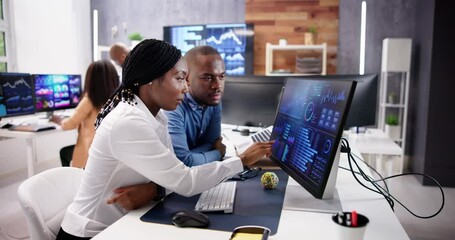Poster - African Financial Data Analysts Using Dashboard On Screens