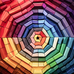 Wall Mural - She marvels at the concentric octagons of vibrant colors.