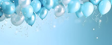 Festive sweet blue balloons background banner celebration theme