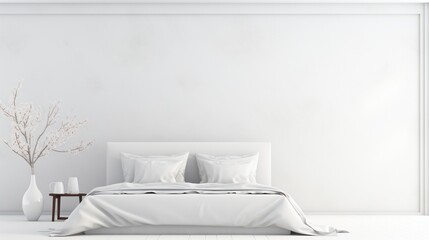 3D White Minimal Bedroom Interior Design 8k,
