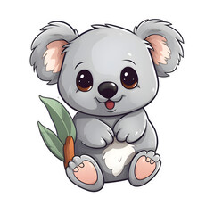  Cute koala cartoon character on white background. Vector illustration.