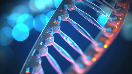 Leinwandbilder - Mutated DNA structure, Dna helix enlarged model in bright colors and spots, DNA background