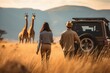 Young couple on African safari walking