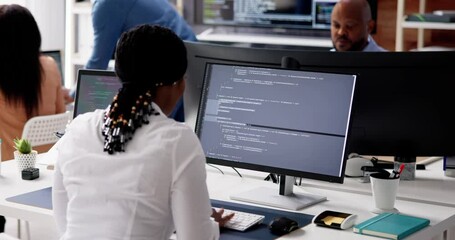 Wall Mural - African Business Team Working On Computer