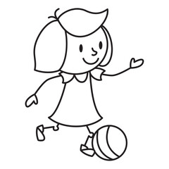 Poster - girl playing with a ball