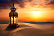 Arabic Glass Lantern at Sunset in the Desert Wallpaper
