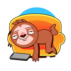 Wall Mural - I m not lazy I am just Conserving Energy. Illustration of lazy sloth lying