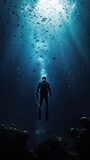 Fototapeta Do akwarium - scuba diver in the underwater