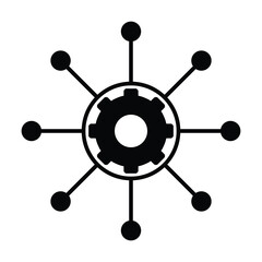 Poster - Project management vector icon.Hub and spokes and gear solid icon. Symbol, logo illustration. filled flat sign for mobile concept and web design..eps