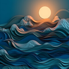 Fototapete - Wave abstract wallpaper powerpoint presentstation, AI Generative.
