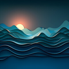 Fototapete - Wave abstract wallpaper powerpoint presentstation, AI Generative.