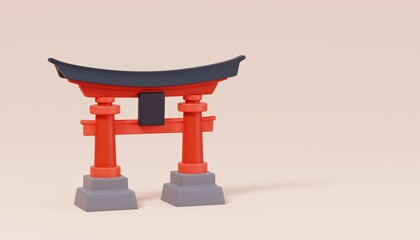 Wall Mural - Japanese Traditional Red Torii Gate. Travelling and holidays to Japan. 3d Render