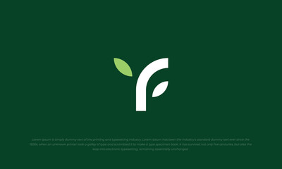 abstract logo style combination letter f and leaf