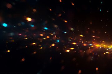 Sparkling Bokeh Effect Photo Overlay. Radiant Defocused Circles, Shimmering Light Streaks, Bright Spots, Glow Blur for Photographic Enhancements. Generative AI.