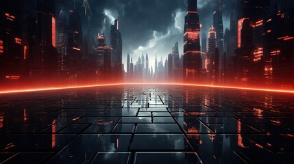 Wall Mural - dark reflections of the future, digital art illustration, generative ai