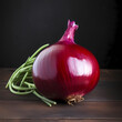 Large red onion, red onion seeds, in the style of dark sky - blue and light maroon, vibrant color, dark pink