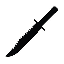 Survival Knife Silhouette. Black And White Icon Design Elements On Isolated White Background