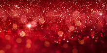 Abstract Festive Glitter Shiny Background, Red Sparkling Particles