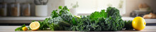 A Banner Photo Of Kale On A Counter In A Modern Kitchen