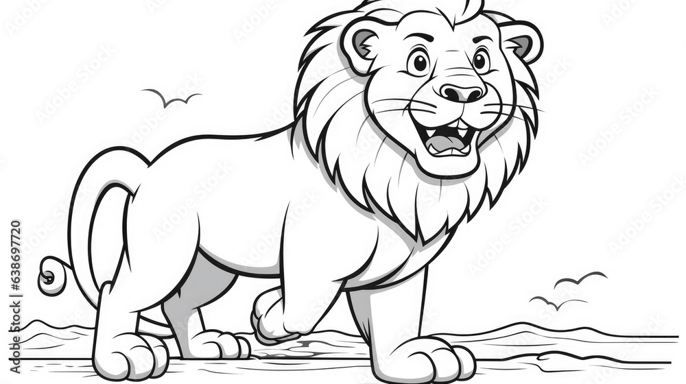 Simple coloring pages for children, lion Stock Illustration | Adobe Stock