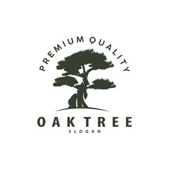 Oak Tree Logo Minimalist Design, Vector Tree Nature Plant Of Life Illustration Template Symbol