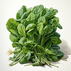 Wall Mural - fresh spinach vegetables on a white background