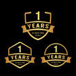 1 years anniversary celebration logotype. 1st anniversary logo collection. Set of anniversary design template. Vector illustration.
