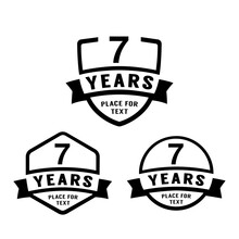 7 Years Anniversary Celebration Logotype. 7th Anniversary Logo Collection. Set Of Anniversary Design Template. Vector Illustration.
