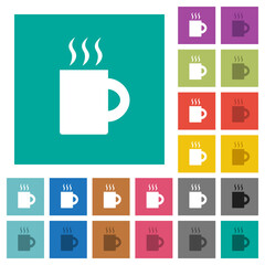 Poster - A mug of hot drink solid square flat multi colored icons