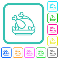 Sticker - Roasted chicken outline vivid colored flat icons