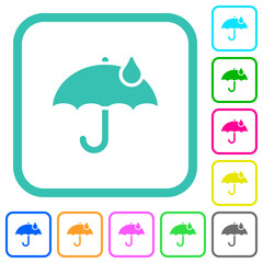 Wall Mural - Umbrella with single raindrop solid vivid colored flat icons