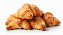 Pile Of Fresh And Delicious Croissants Isolated On White Background
