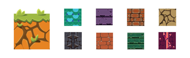 Poster - Textures for Game Platformers Square Icon Vector Set