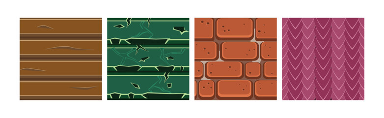 Wall Mural - Textures for Game Platformers Square Icon Vector Set