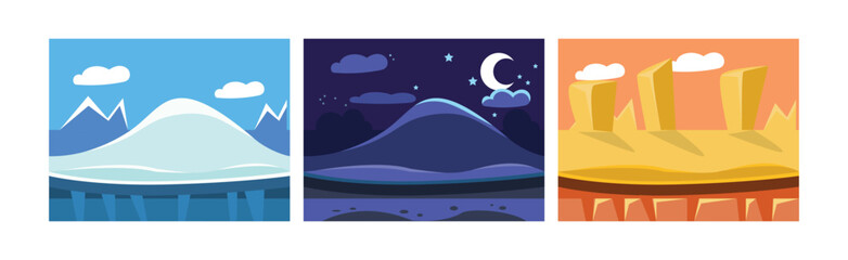 Poster - mobile game horizontal backgrounds and scenery vector set